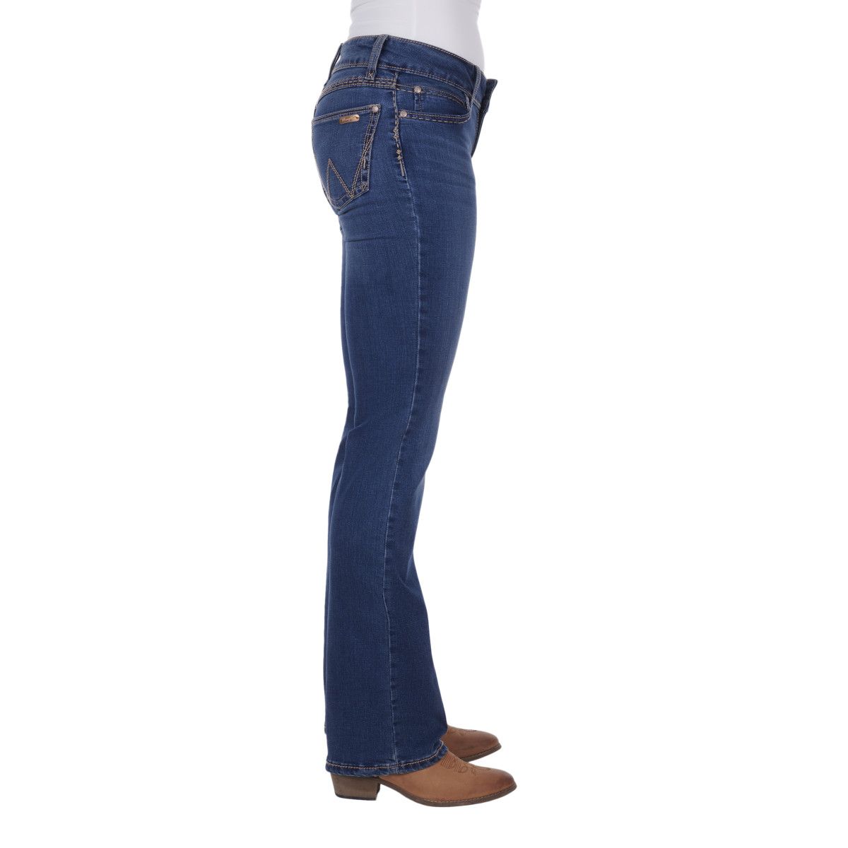 Wrangler Women’s Mid Rise Boot Cut Riding Jeans - Mae Dark Blue