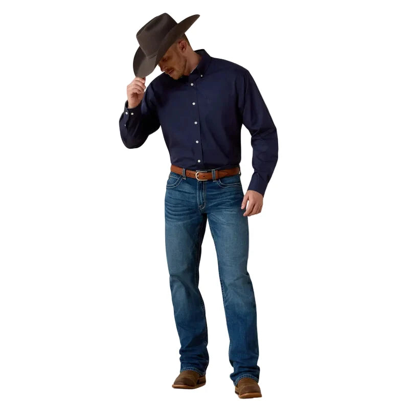 Ariat Men's Wrinkle Free Solid Shirt - Navy Blue