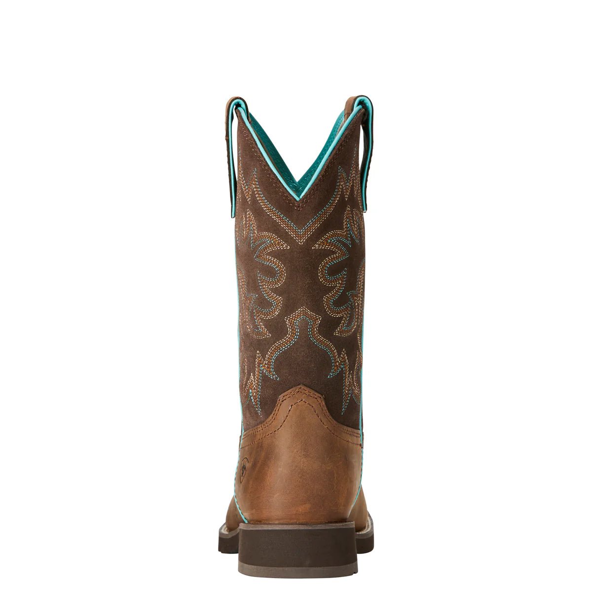 Ariat Women’s Round Up Wide Square Toe Western Boot – Powder Brown - Billy Goats Country Outfitters