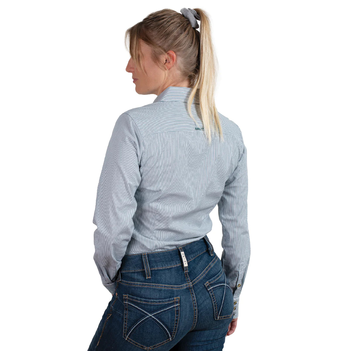Womens Ariat Kirby Stretch Shirt Dark Green Stripe