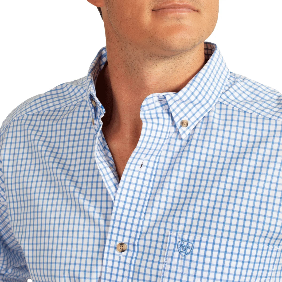 Ariat Men's Pro Series Cliff Long Sleeve Shirt – Light Blue Check