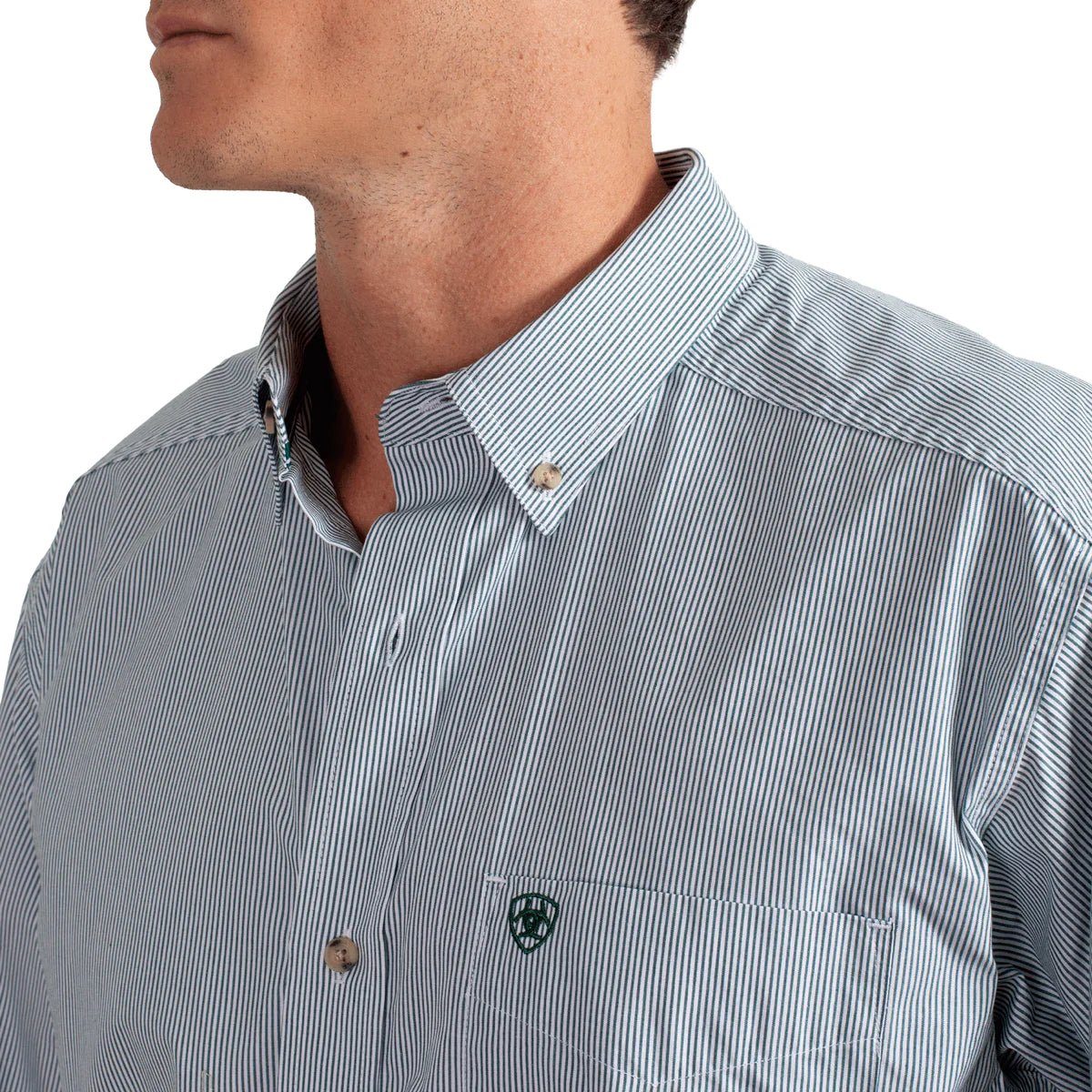 Ariat Men's Pro Series Cliff Classic Fit Dark Green Stripe - Billy Goats Country Outfitters