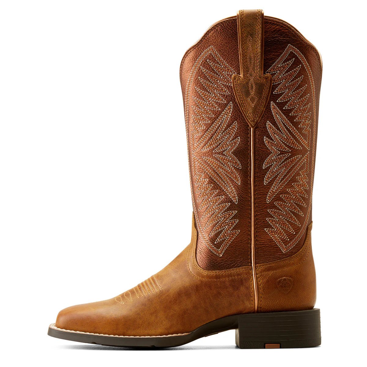 Ariat Women's Round Up Square Toe Ruidoso Western Boot - Pearl/Burnished Chestnut - Billy Goats Country Outfitters