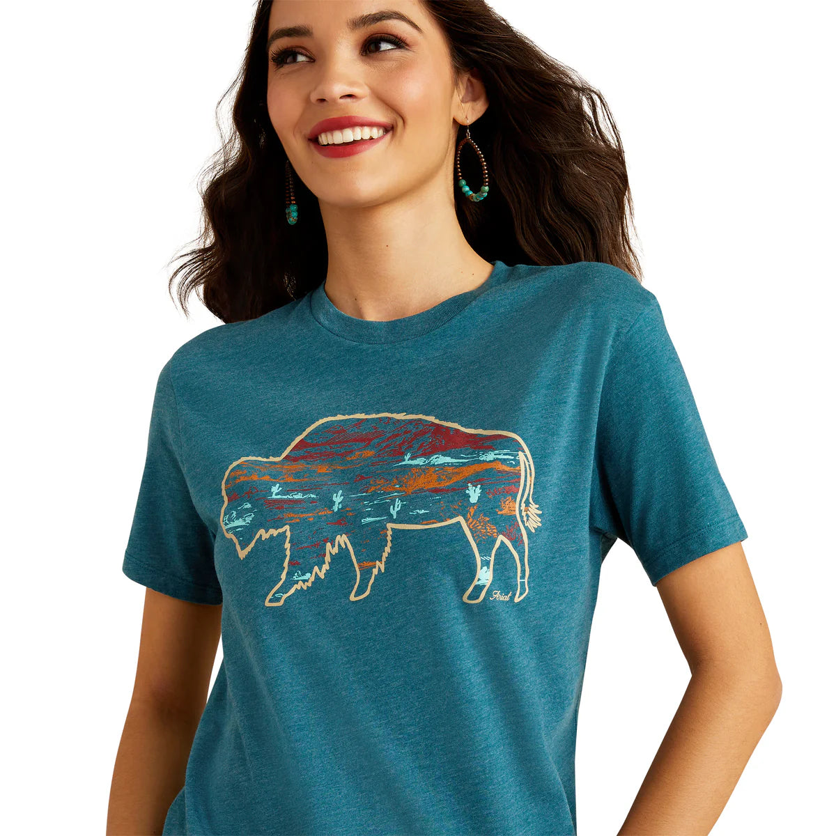 Ariat Women's Bison Ranch T-Shirt Deep Sea Heather
