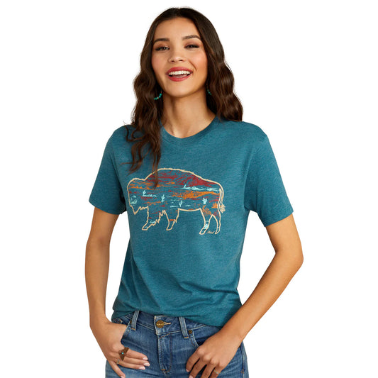 Ariat Women's Bison Ranch T-Shirt Deep Sea Heather