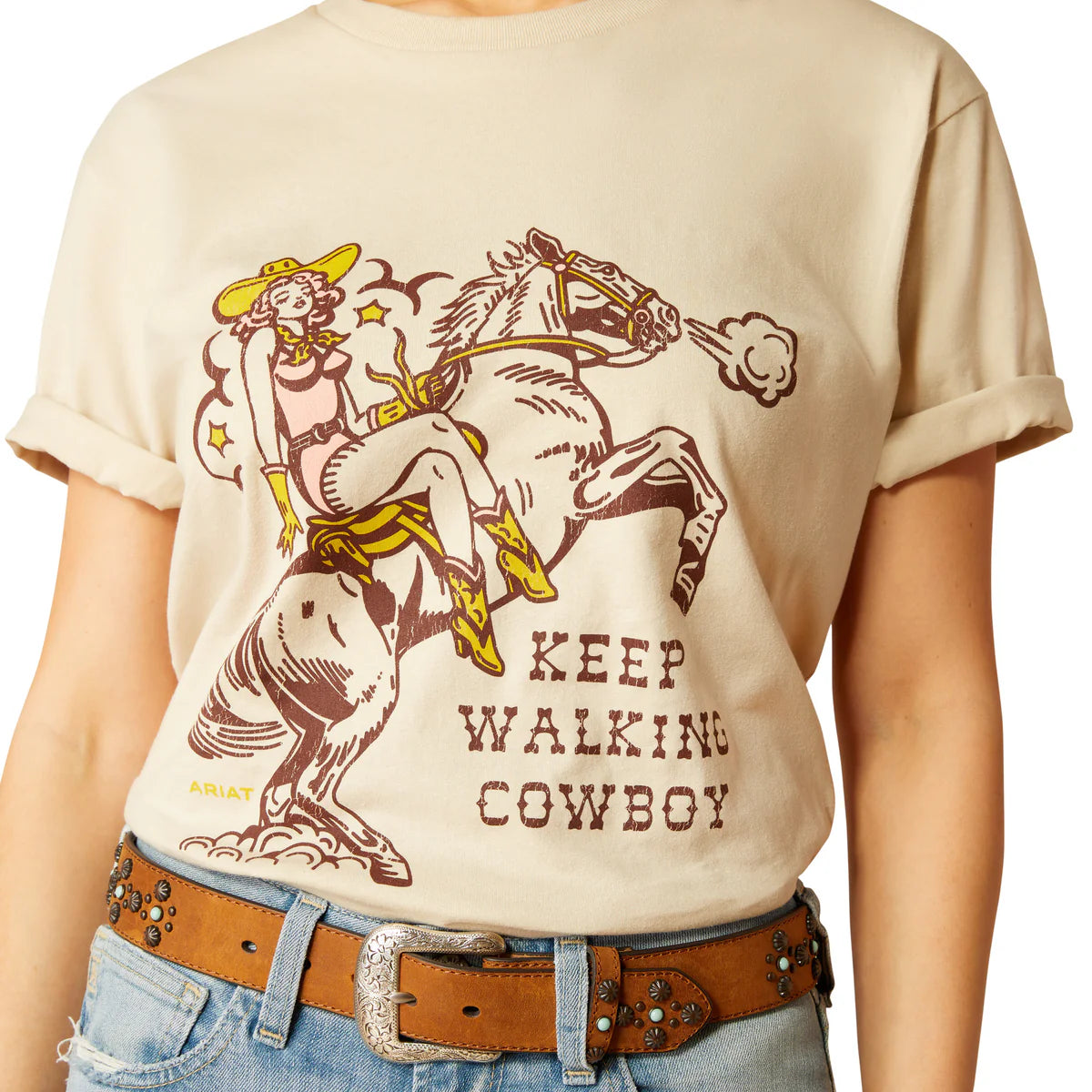 Ariat Women's Keep Walkin Cowboy T-Shirt Natural
