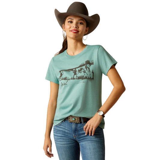 Ariat Women's Wholesome Heffers T-Shirt Ocean Blue