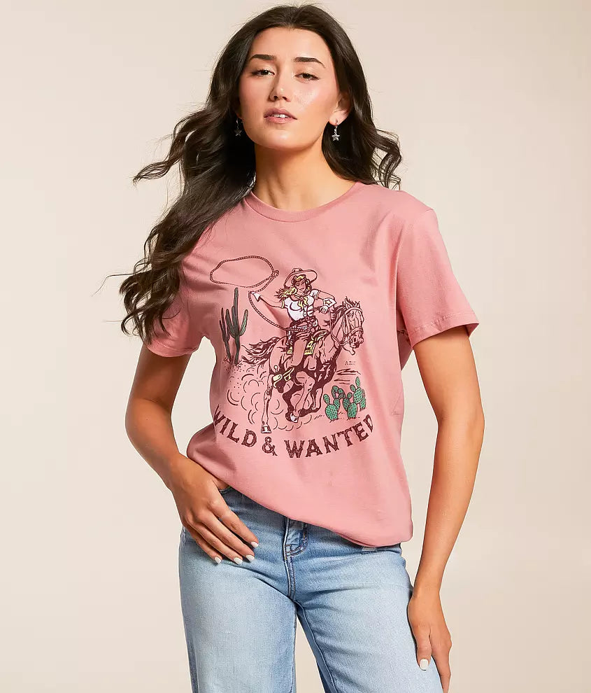 Womens Ariat Ladies T-Shirt Western Pulp Dusty Rose