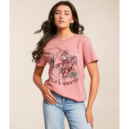 Womens Ariat Ladies T-Shirt Western Pulp Dusty Rose