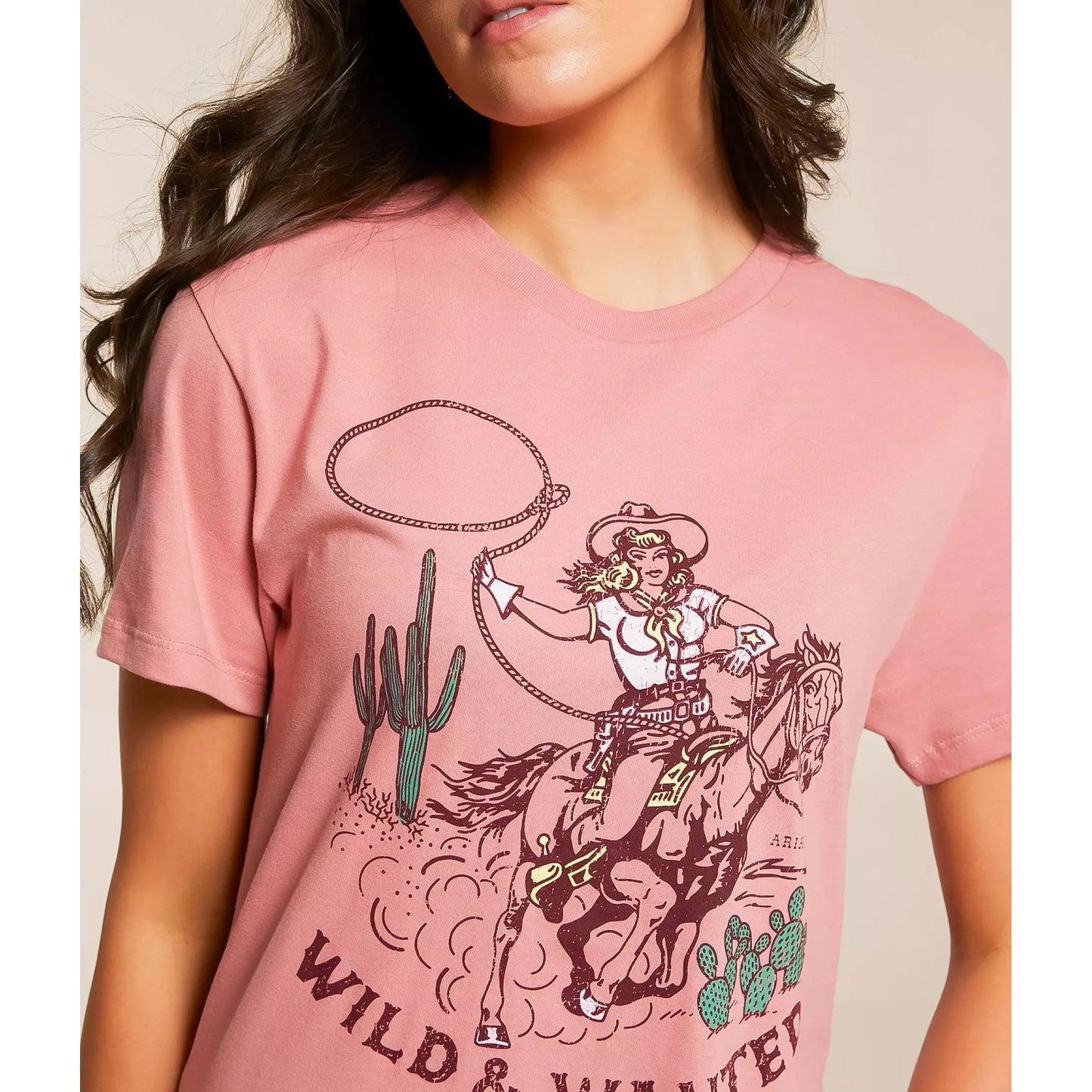 Womens Ariat Ladies T-Shirt Western Pulp Dusty Rose