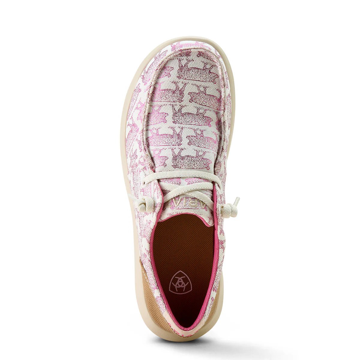 Ariat Women’s Hilo Casual Western Slip - On Shoes - Pink Piggy Print/Aged Tan - Billy Goats Country Outfitters