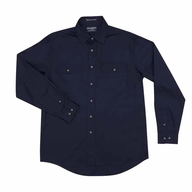 Just Country Men’s Evan Full Button Work Shirt – Navy - Billy Goats Country Outfitters