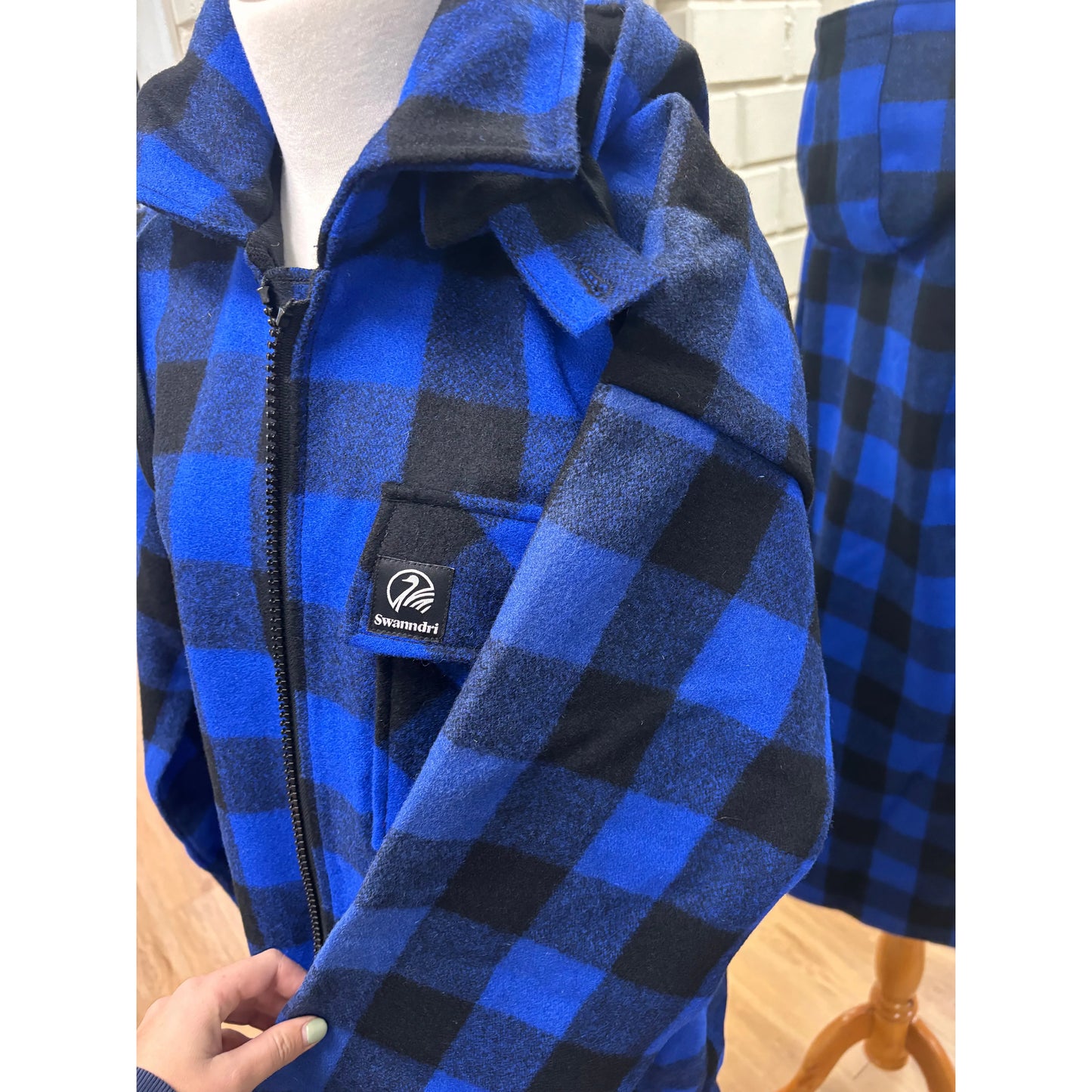 Swanndri Men's Mosgiel Wool Bushshirt with Zip-up Front Blue/Black Check