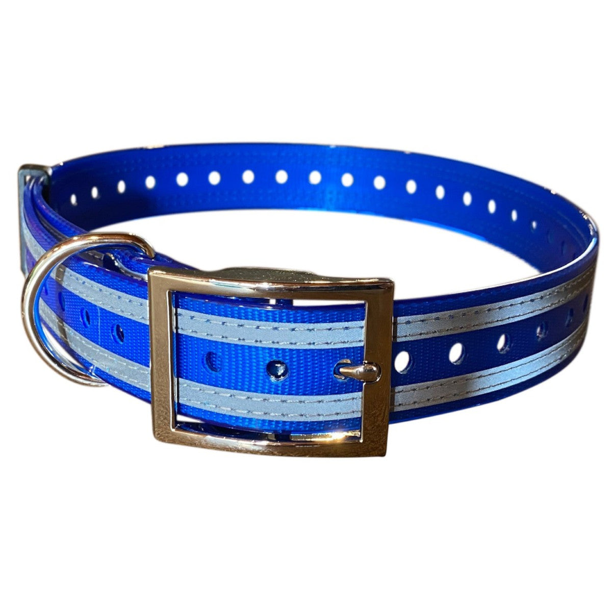 Optic Hunting 30mm Wide Reflective Dog Collar Blue Yard Collar