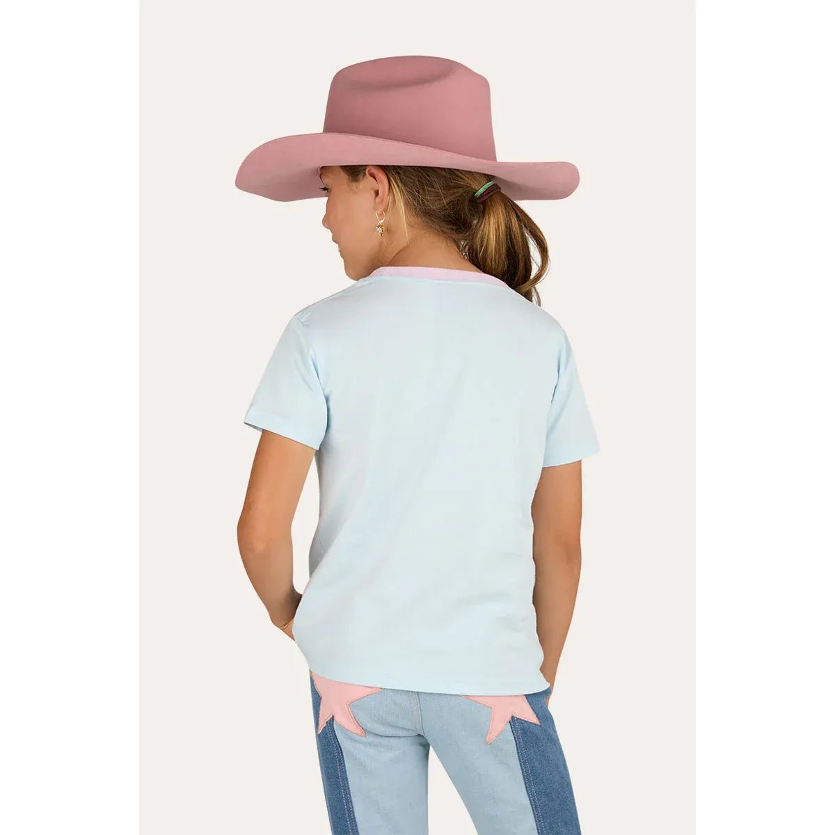 Ringers Western Raised On Country Music Girls Classic Fit T-Shirt - Barely Blue - Billy Goats Country Outfitters