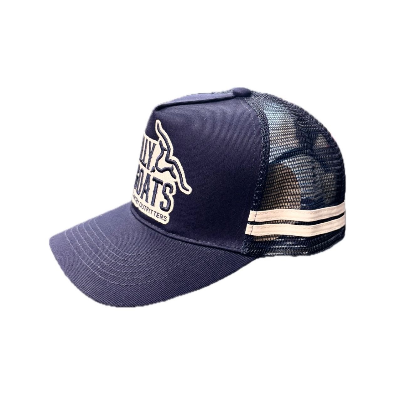BG High Profile Trucker Cap White/Navy - Billy Goats Country Outfitters