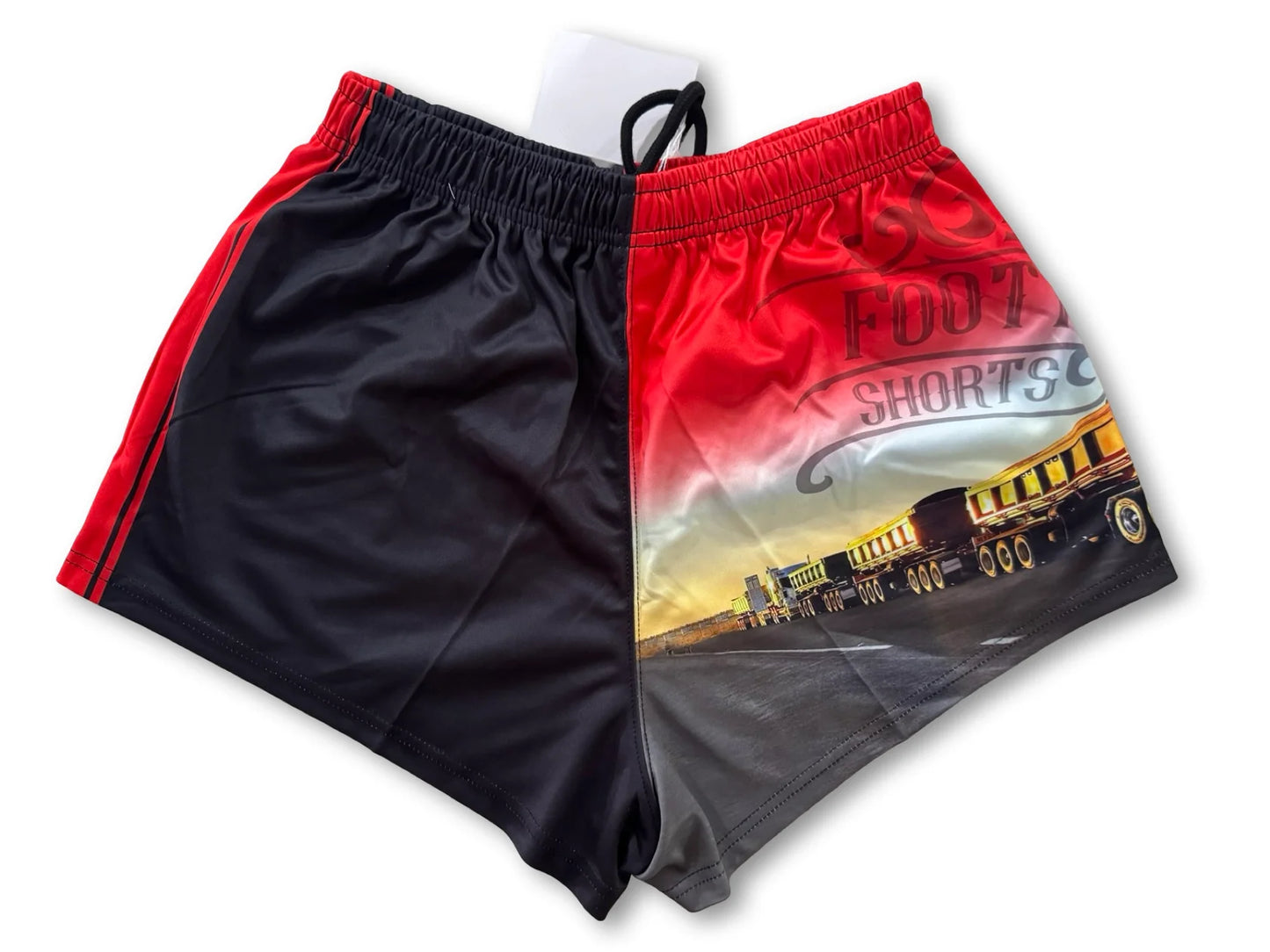 Aussie Footy Shorts Red Truck with Pockets
