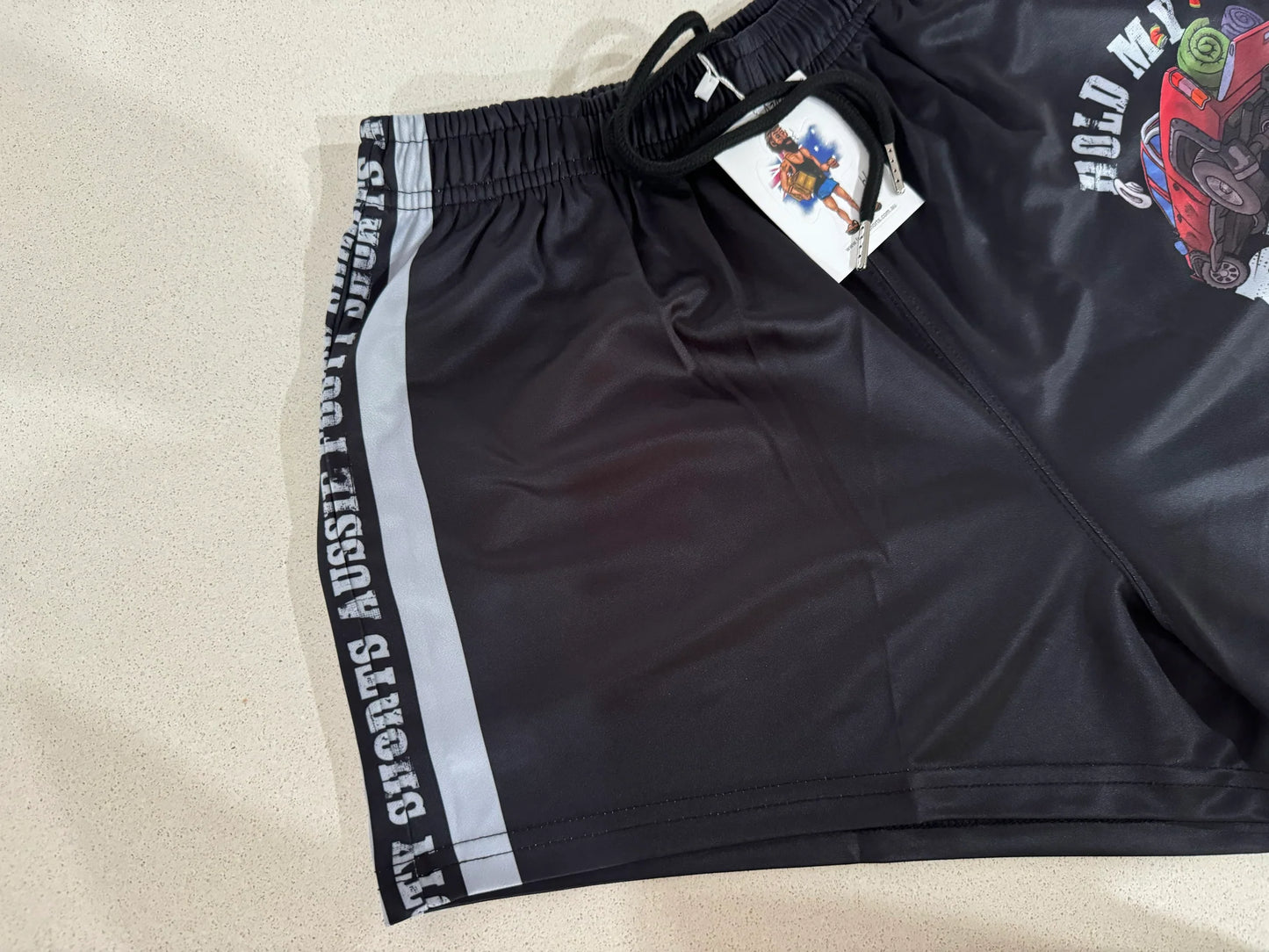 Aussie Footy Shorts Hold My Beer with Pockets