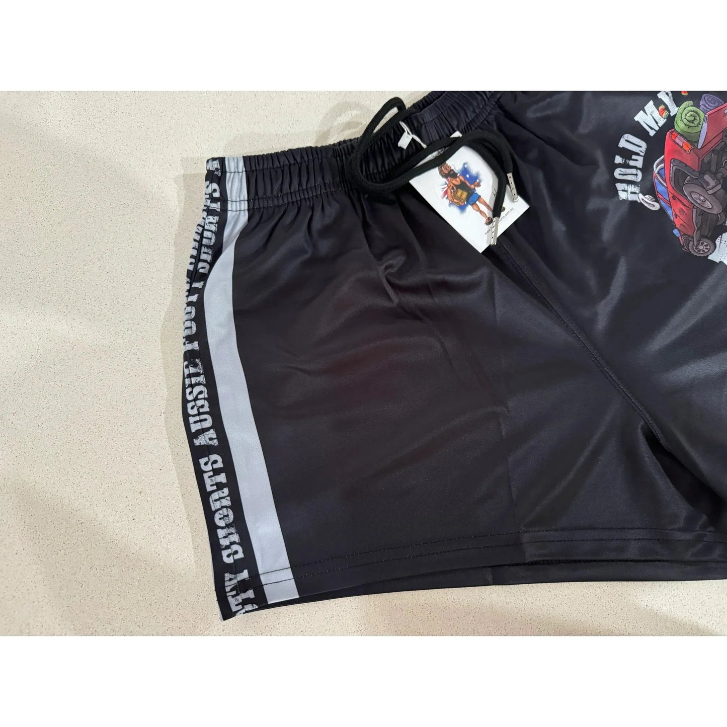 Aussie Footy Shorts Hold My Beer with Pockets