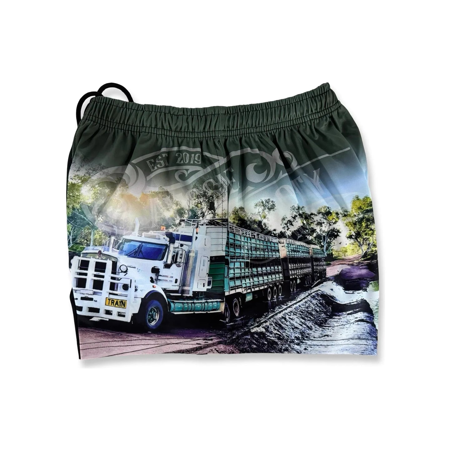 Aussie Footy Shorts Green Truck with Pockets