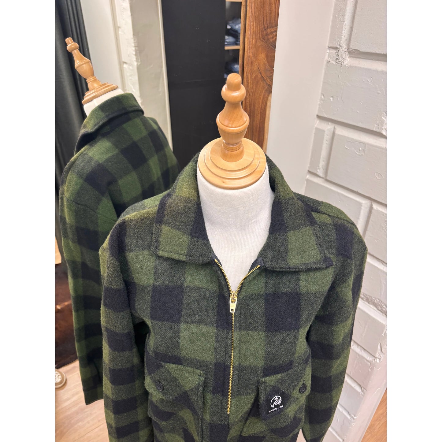 Swanndri Men's Ranger Wool Zip Front Bushshirt Olive/Black Check