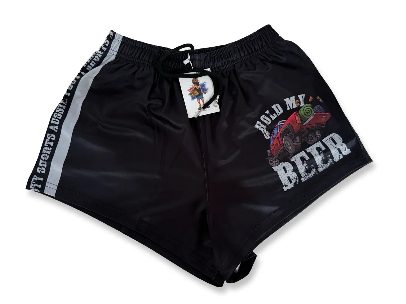 Aussie Footy Shorts Hold My Beer with Pockets