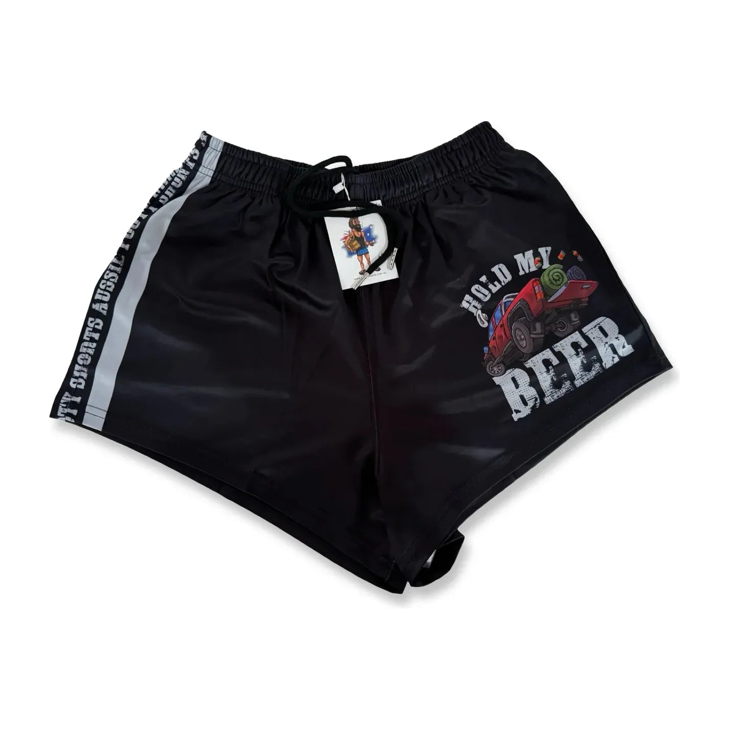 Aussie Footy Shorts Hold My Beer with Pockets