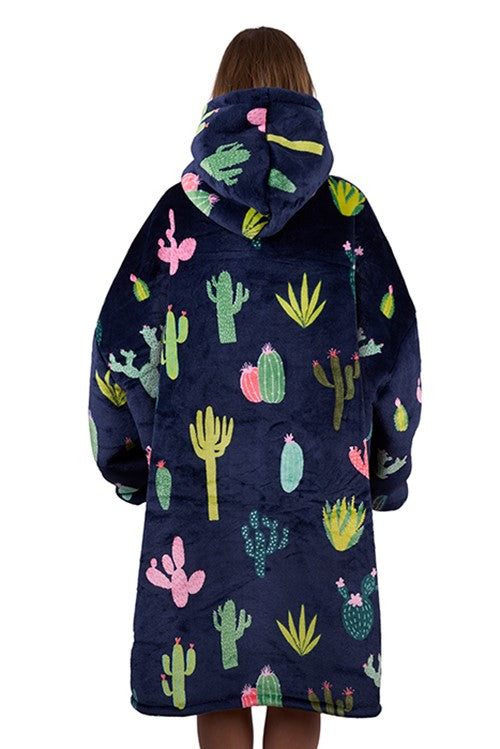 Pure Western Adults Cactus Snuggle Hoodie – Oversized Sherpa Lined Hoodie