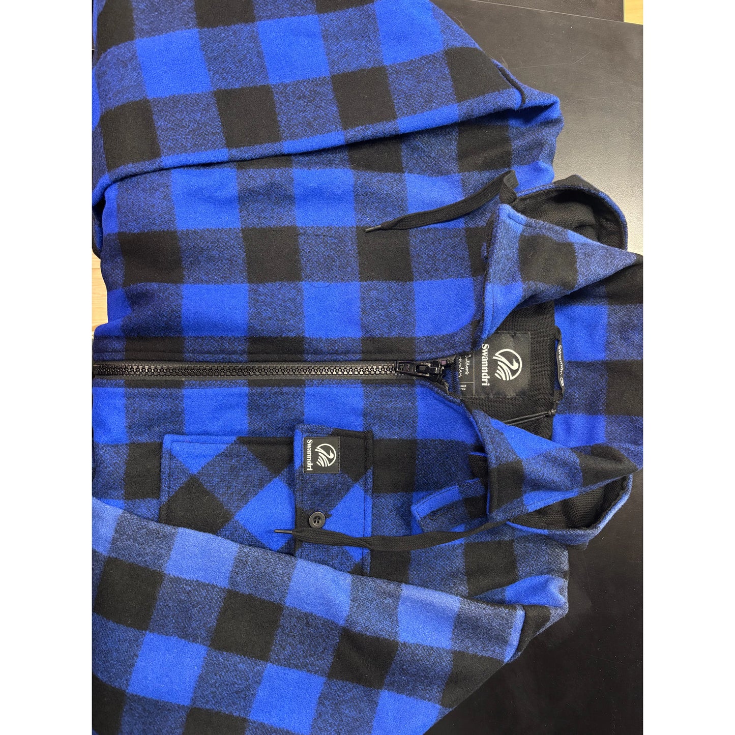 Swanndri Men's Mosgiel Wool Bushshirt with Zip-up Front Blue/Black Check
