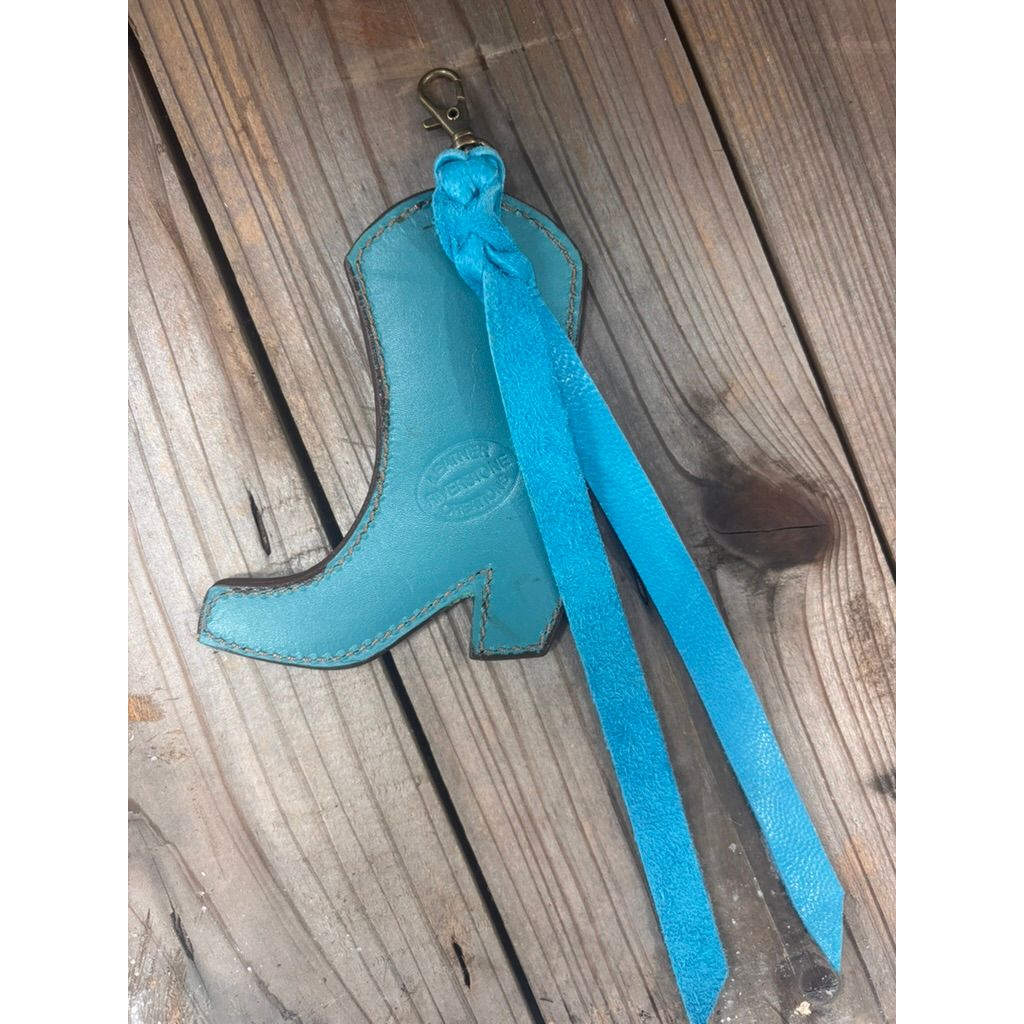 Riverstone Leather Creations Handcrafted Large Boot Keychain Blue