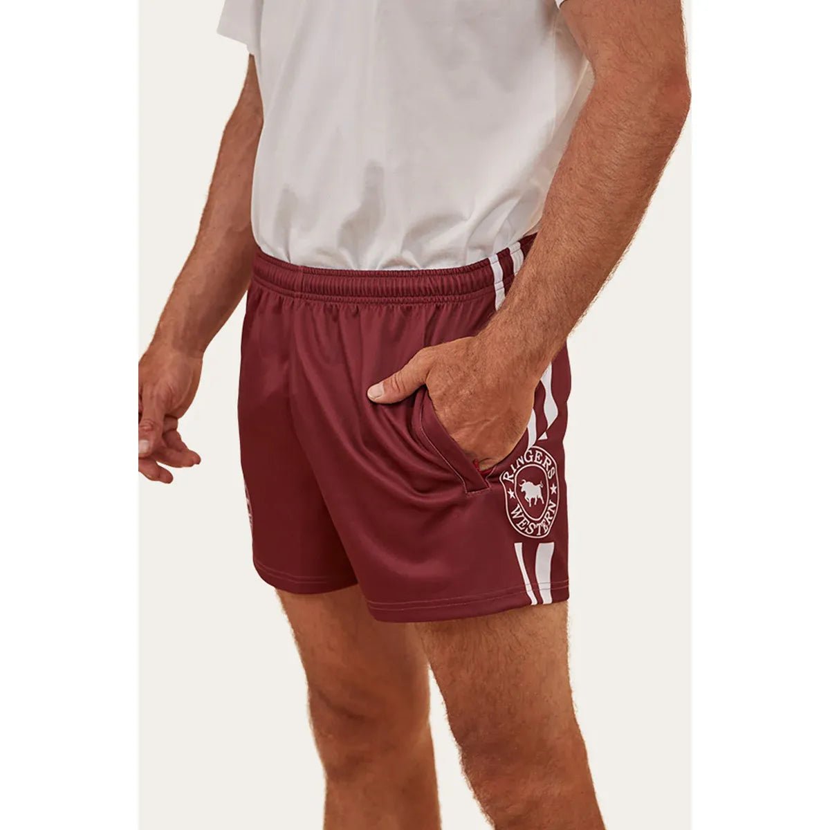 Ringers Western Mens Footy Short - Burgundy - Billy Goats Country Outfitters