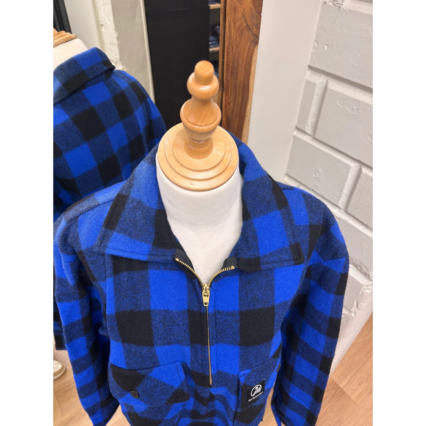 Swanndri Men's Ranger Wool Zip Front Bushshirt Blue/Black Check