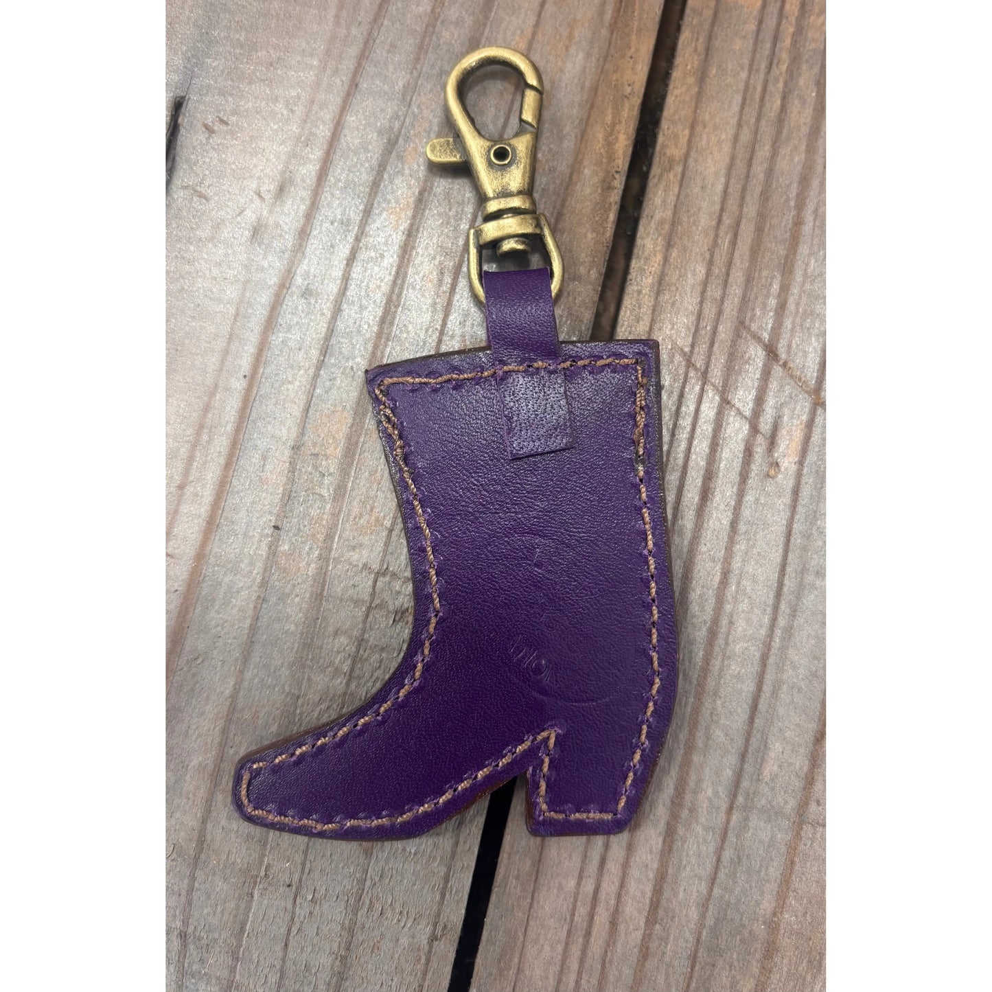 Riverstone Leather Creations Handcrafted Small Boot Keychain Purple
