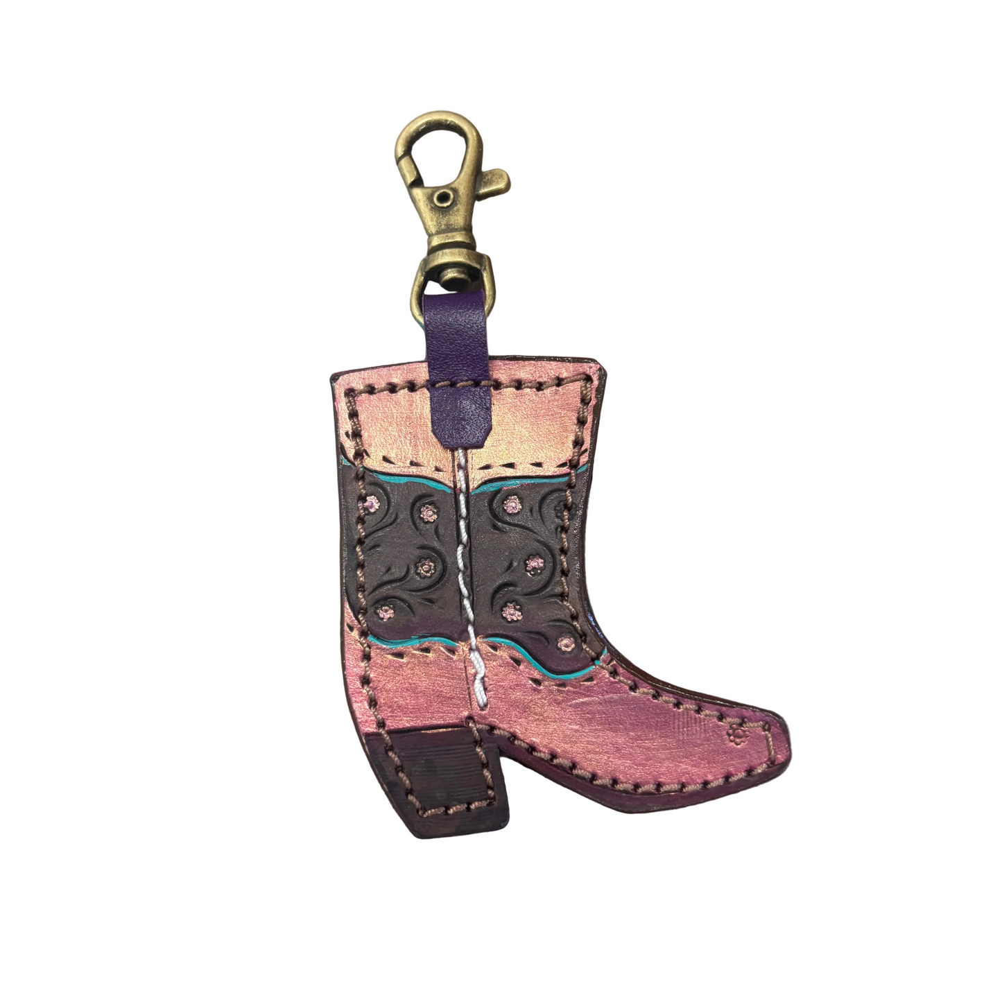 Riverstone Leather Creations Handcrafted Small Keychain