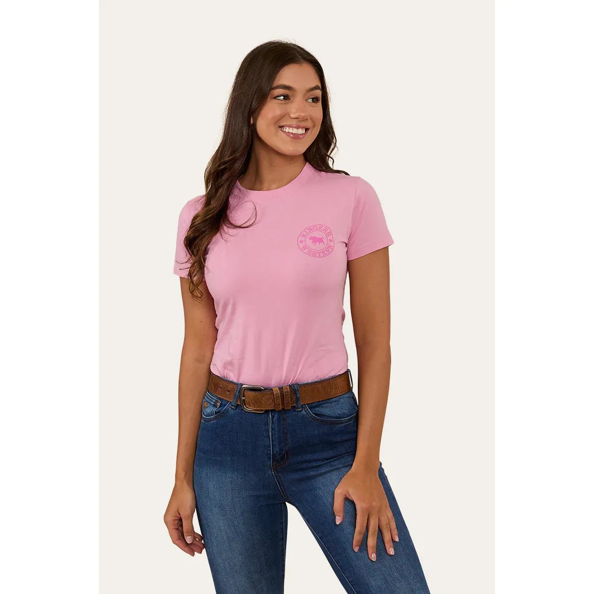 Signature Bull Womens Classic Fit T-Shirt Pastel Pink/Candy - Billy Goats Country Outfitters