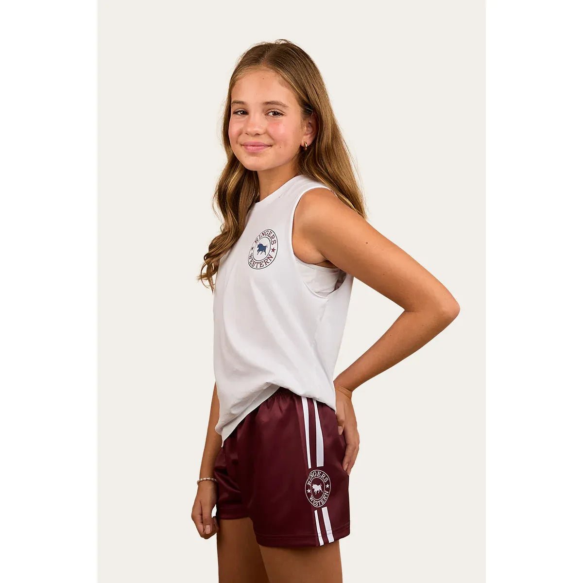 Ringers Western Kids Footy Shorts - Burgundy - Billy Goats Country Outfitters