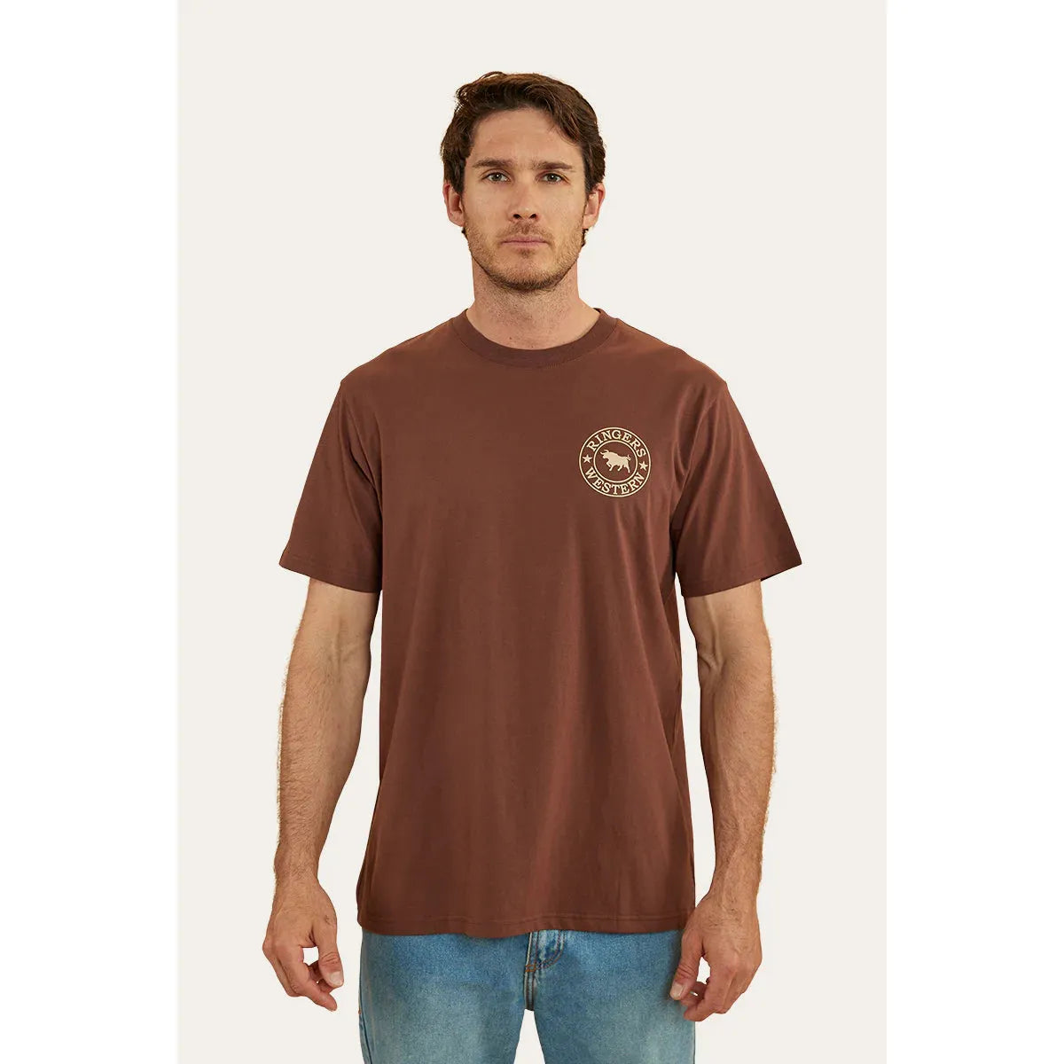 Signature Bull Mens Loose T- Shirt Chocolate Dark Sand