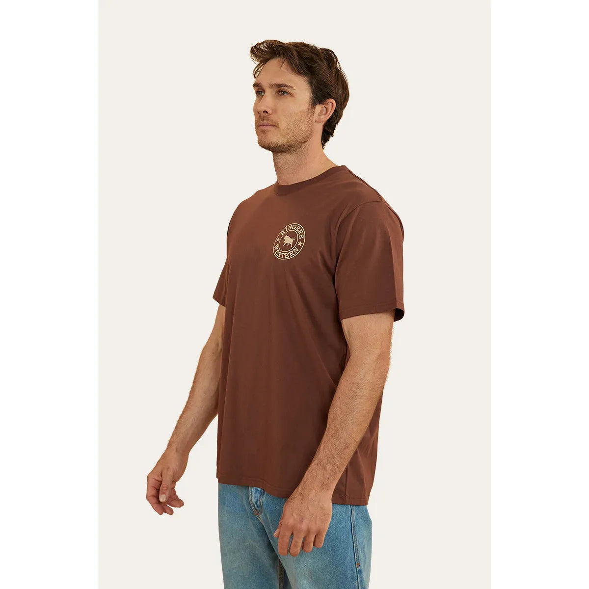 Signature Bull Mens Loose T- Shirt - Chocolate / Dark Sand