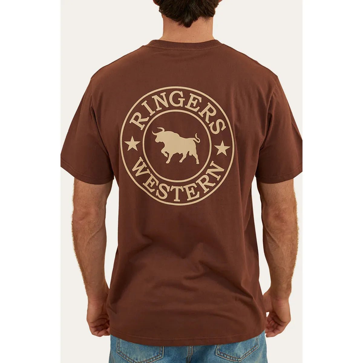 Signature Bull Mens Loose T-Shirt - Chocolate / Dark Sand - Billy Goats Country Outfitters
