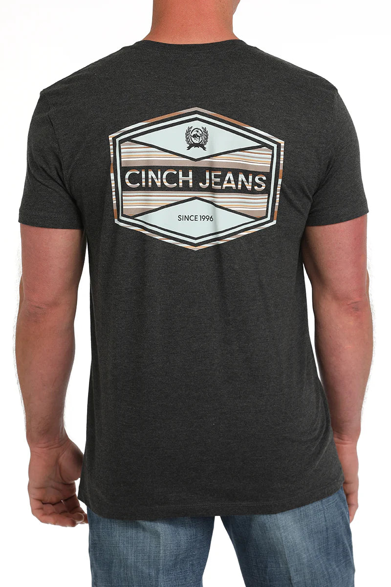 Men's Cinch T-Shirt Back Screen Print Black