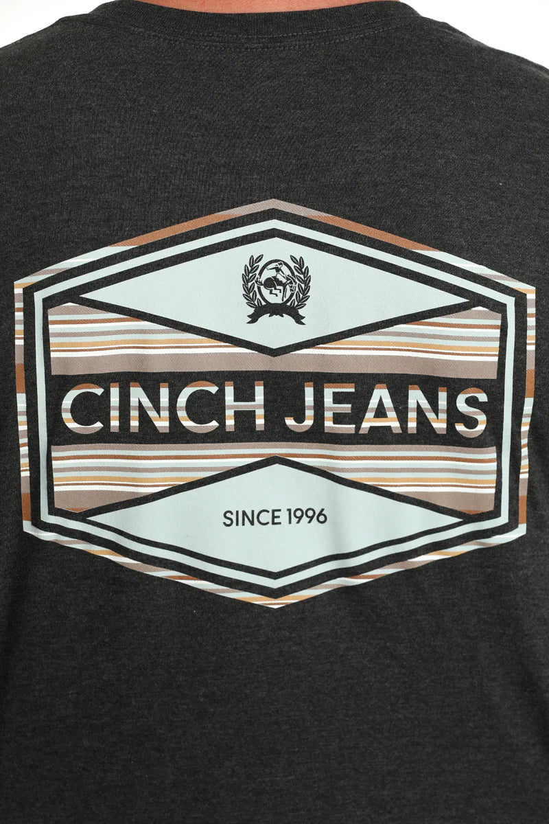 Men's Cinch T-Shirt Back Screen Print Black