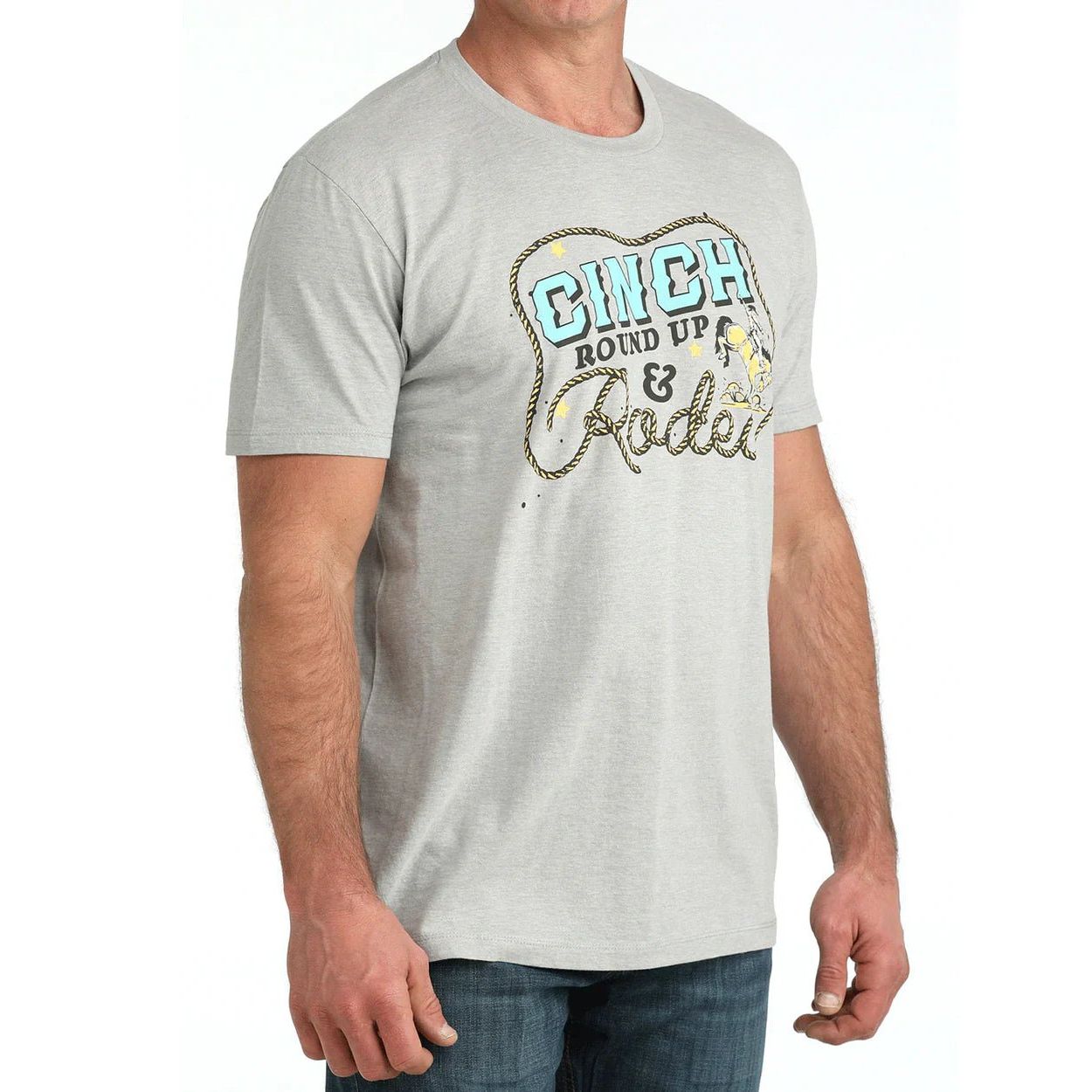 Cinch Men’s Rodeo Graphic T-Shirt Grey – Western Logo Tee - Billy Goats Country Outfitters
