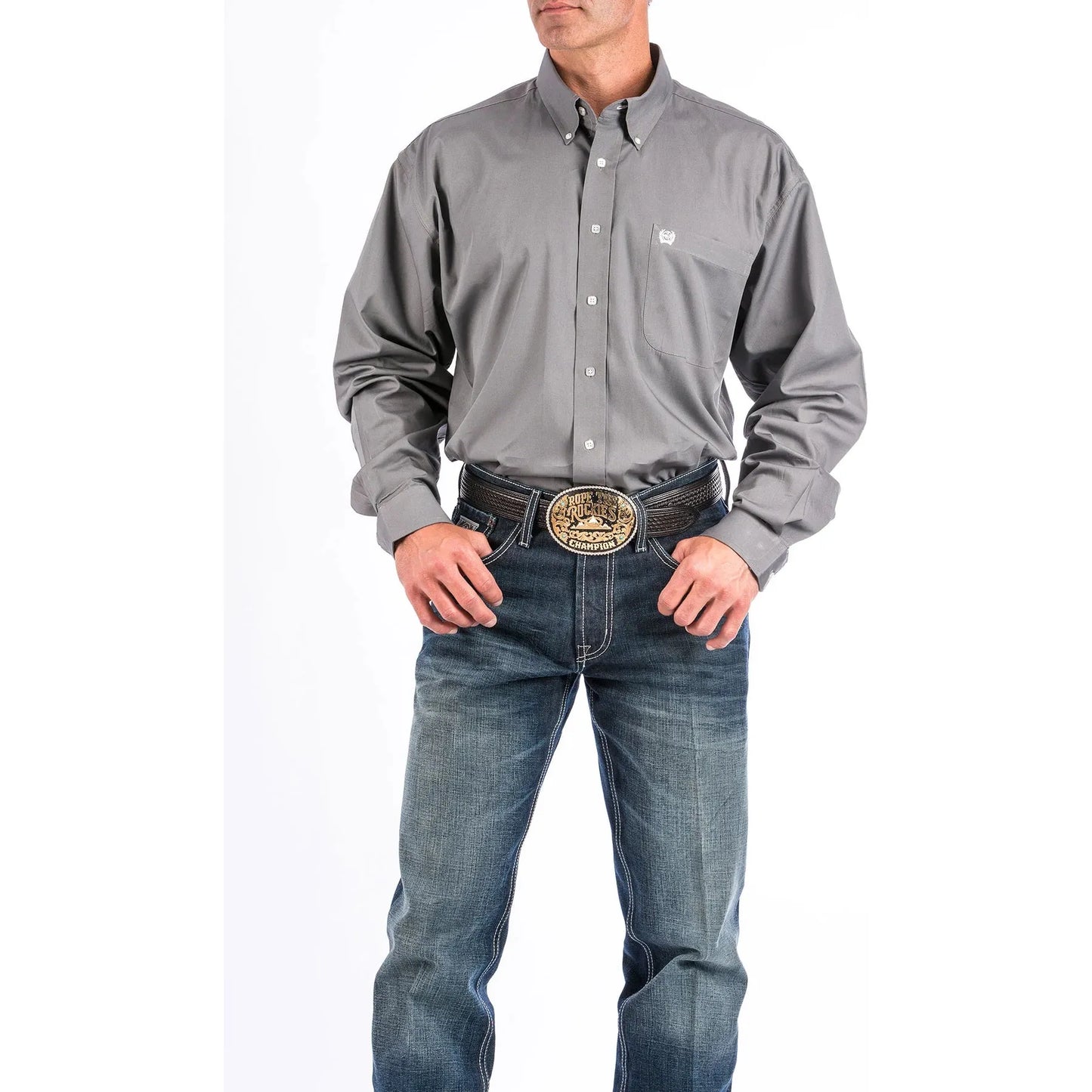Cinch Men's Solid Grey Button-Down Western Shirt