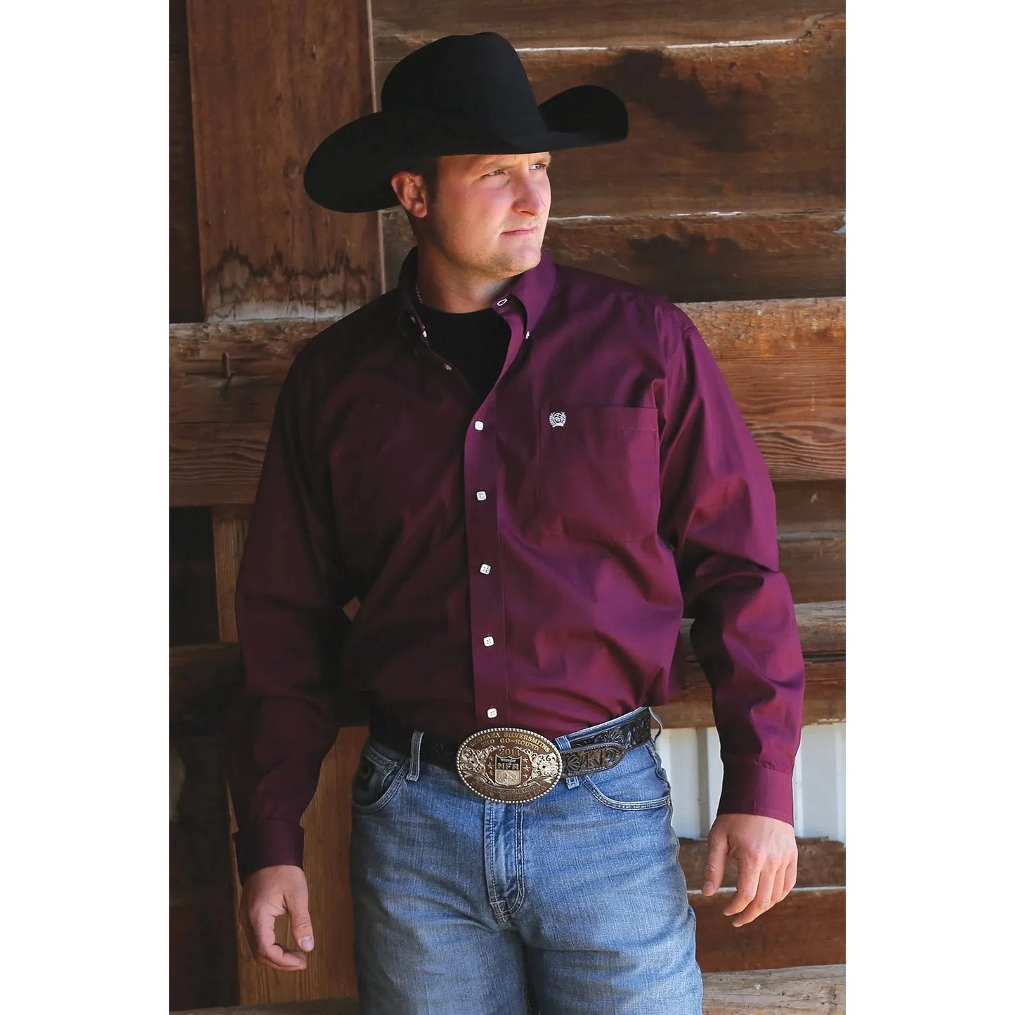 Cinch Men's Solid Burgundy Button-Down Western Shirt