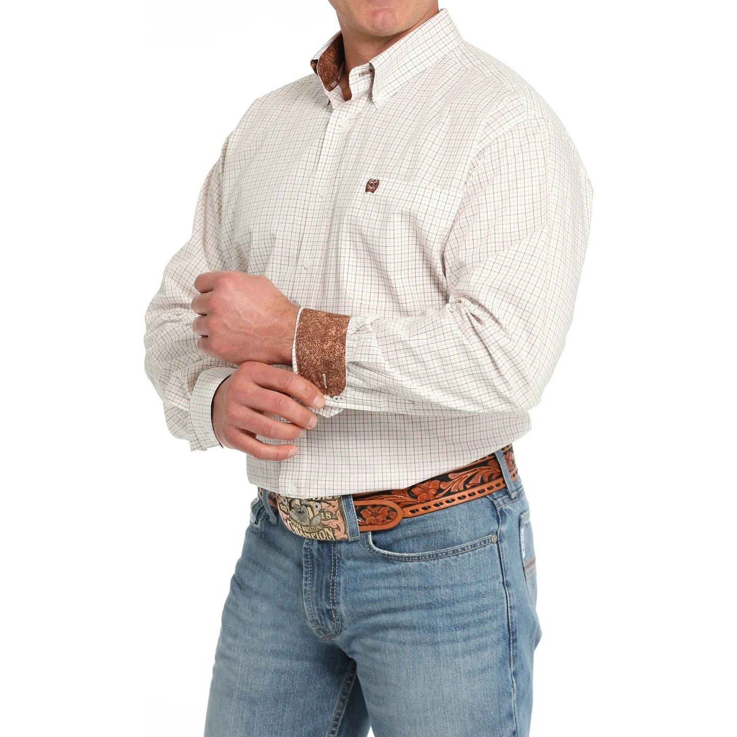 Cinch Men's Plaid White Button Down Western Shirt
