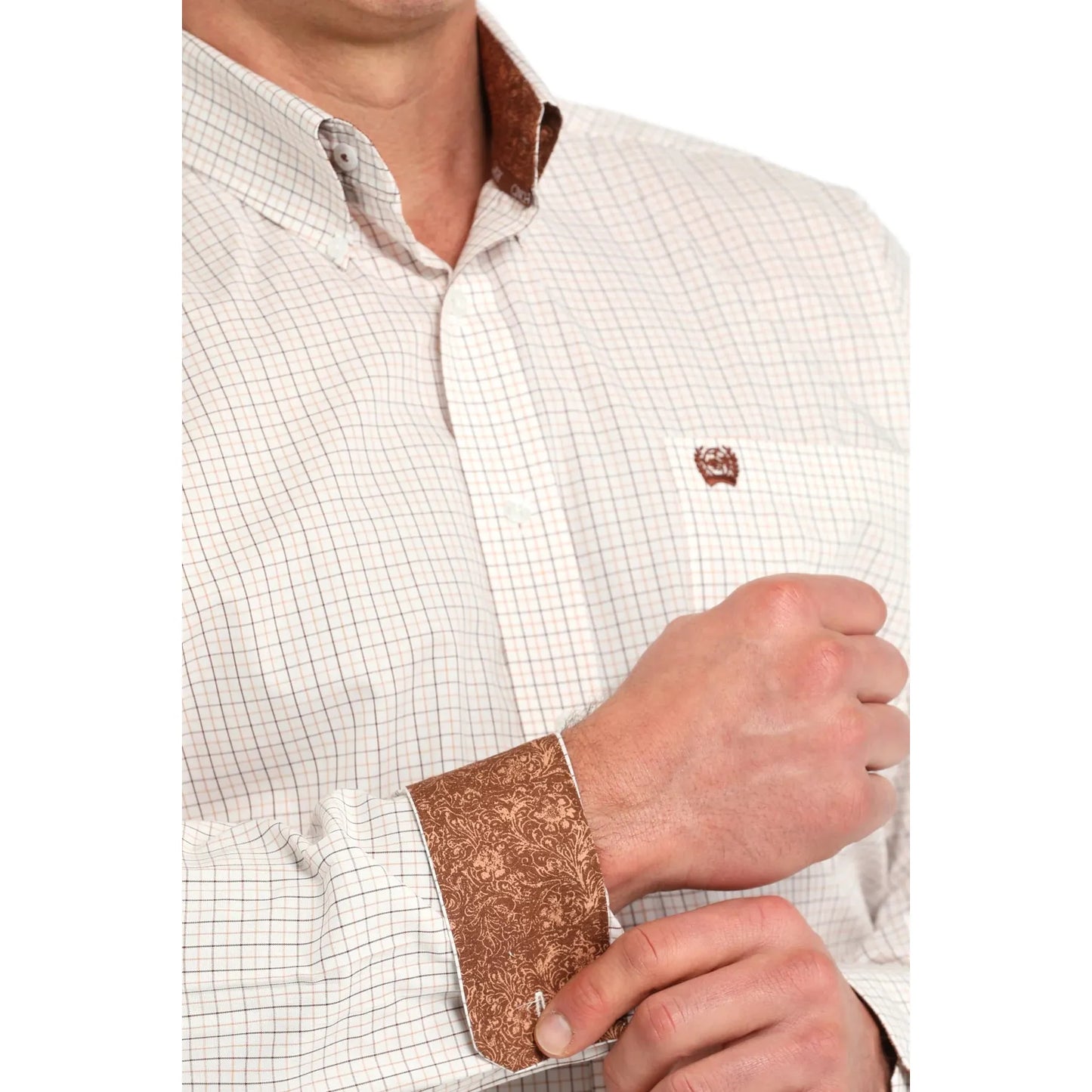 Cinch Men's Plaid White Button Down Western Shirt