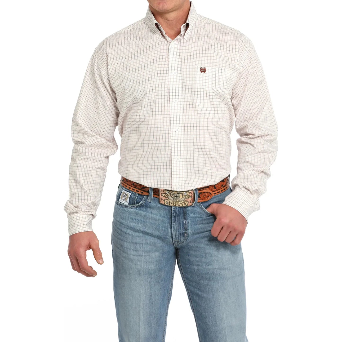 Cinch Men's Plaid White Button Down Western Shirt