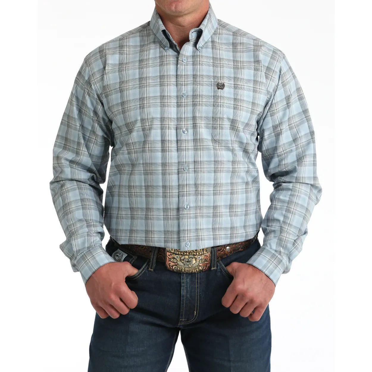 Men's Cinch Classic Fit Button Down Shirt Blue Plaid