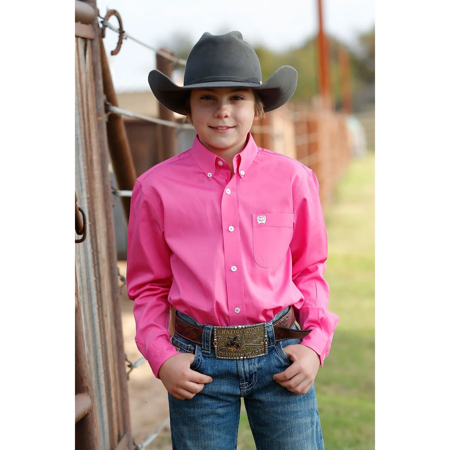Cinch Youth Pink Button - Down Western Shirt - Billy Goats Country Outfitters
