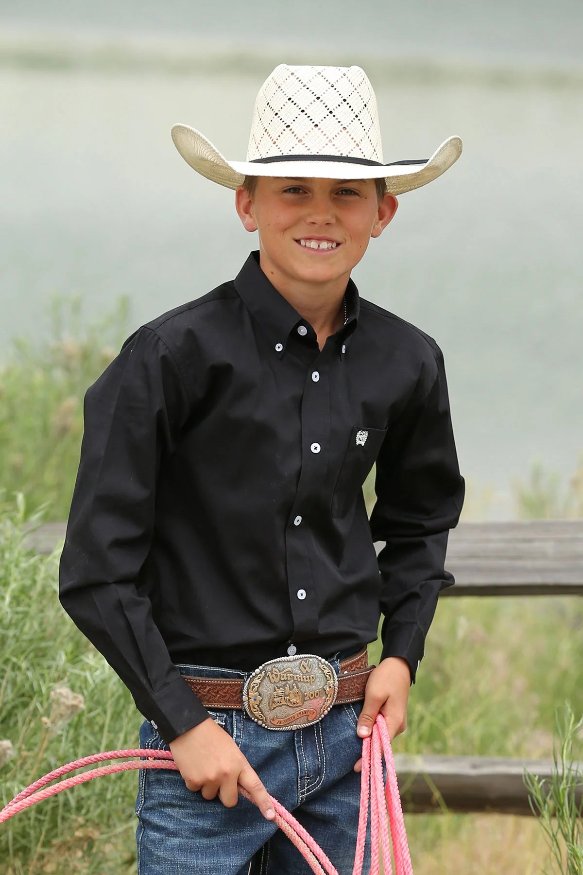 Cinch Youth Black Button-Down Western Shirt